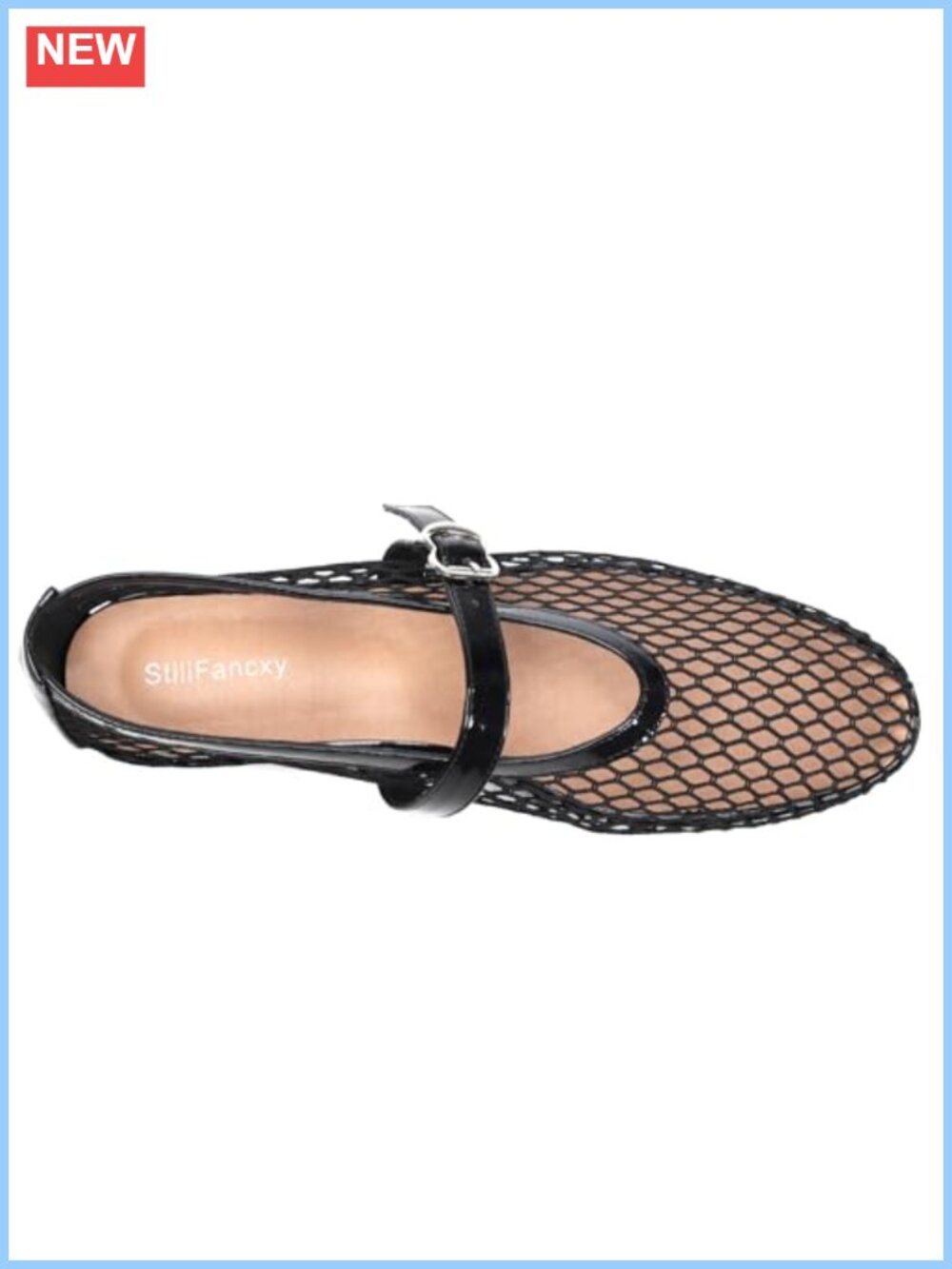 Mesh Ballet Flats Adjustable Strap Mary Jane Office Shoes - Picture 2 of 5